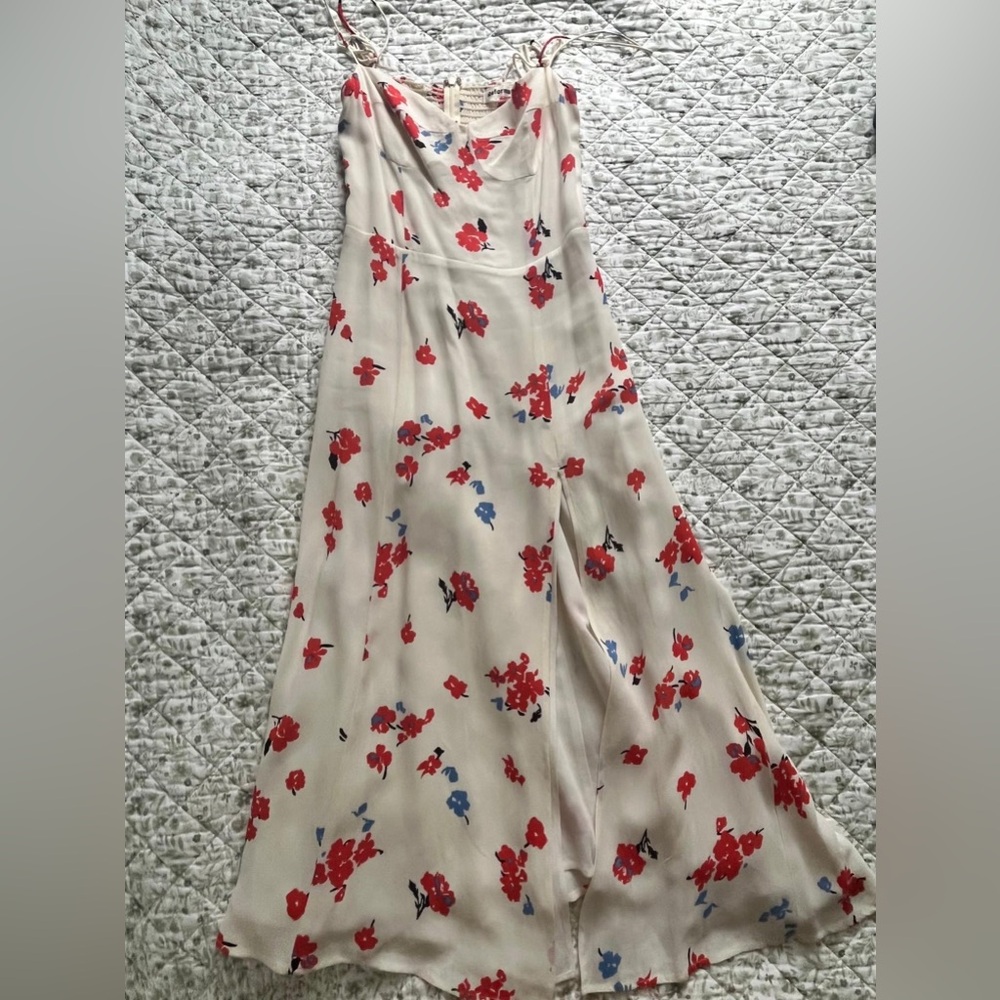Reformation white and red floral romantic dress size 2